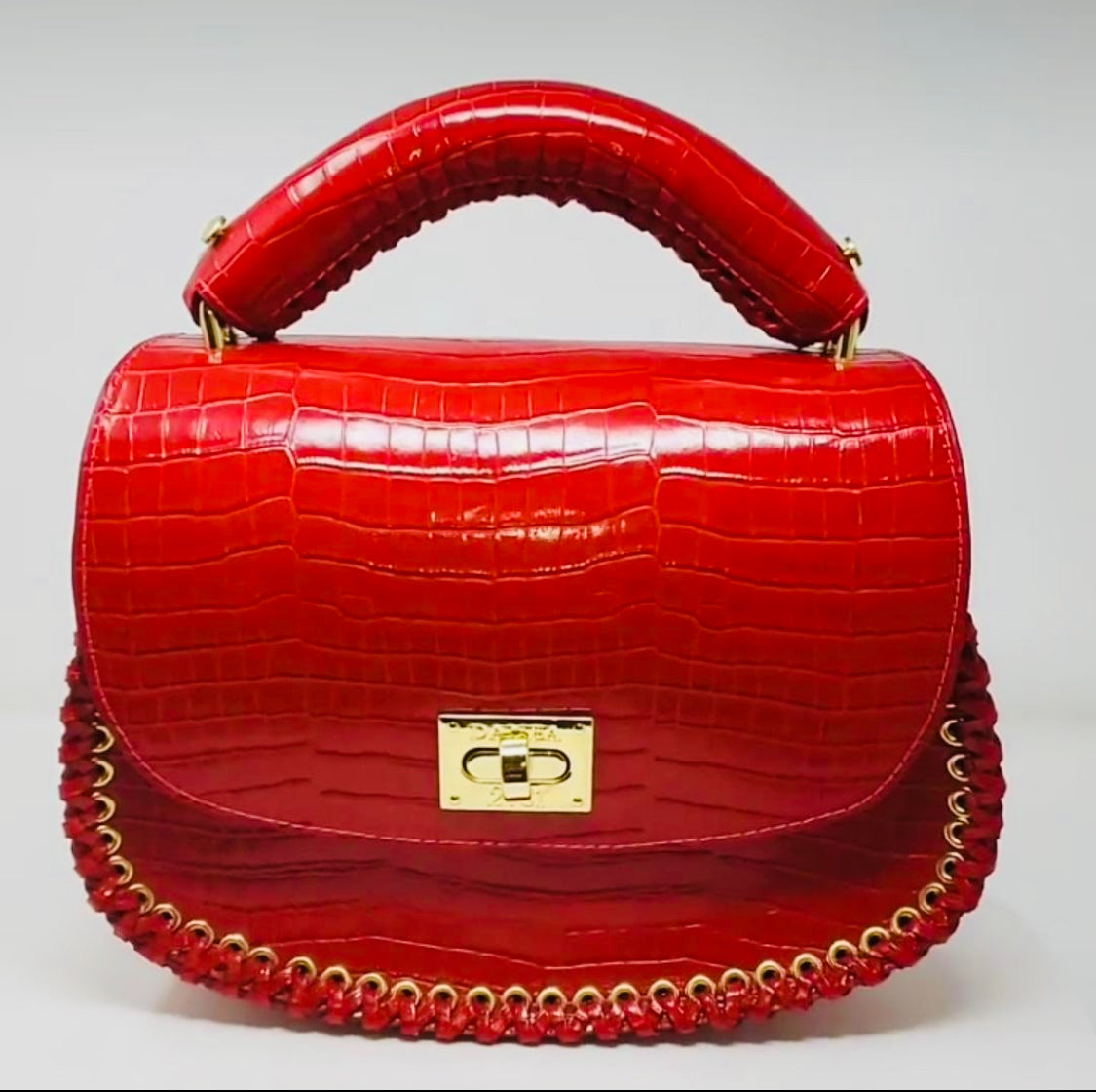 Red Embossed Croc Uptown Bag