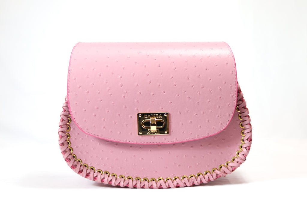 Pink Embossed Ostrich Uptown Bag