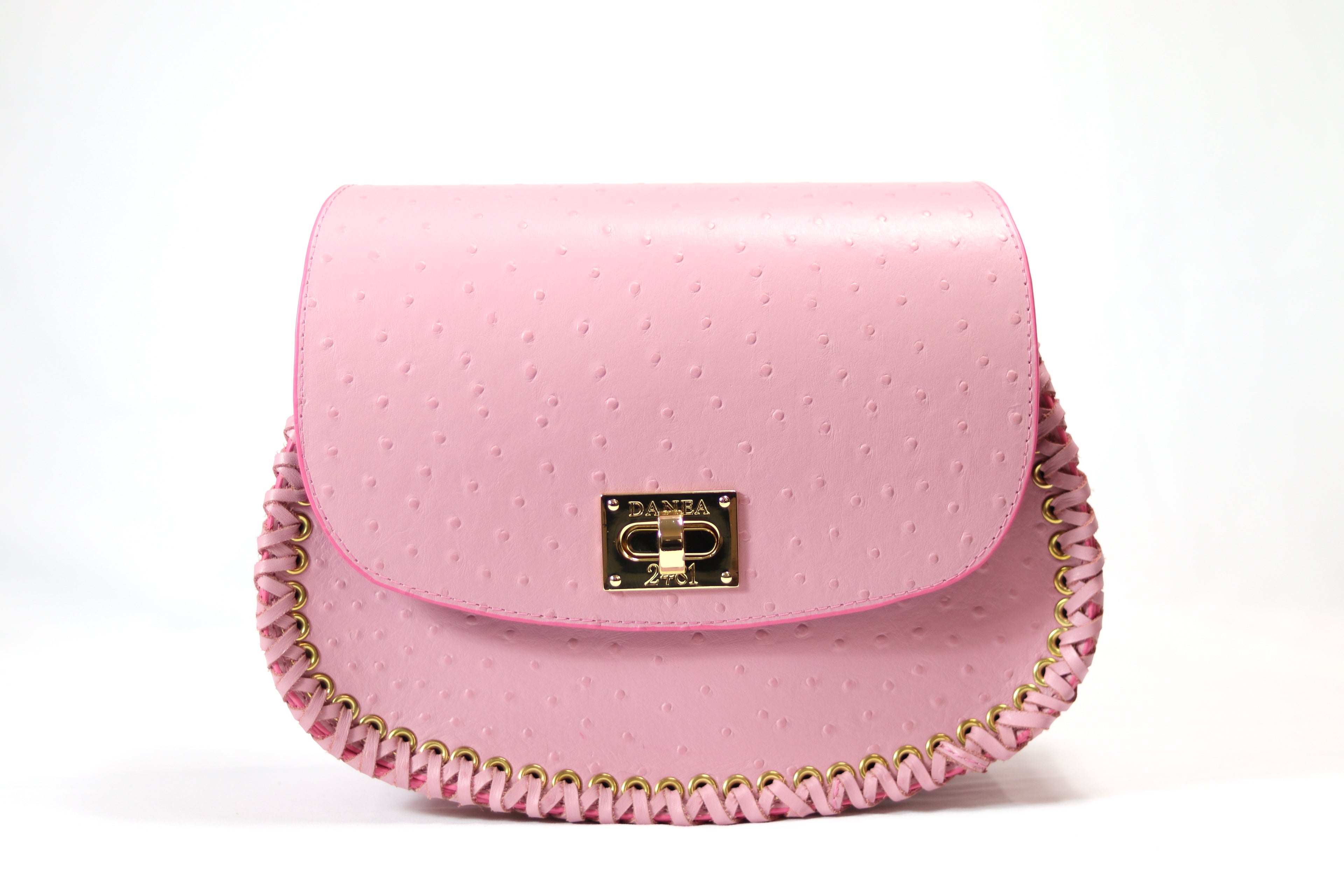 Pink Embossed Ostrich Uptown Bag