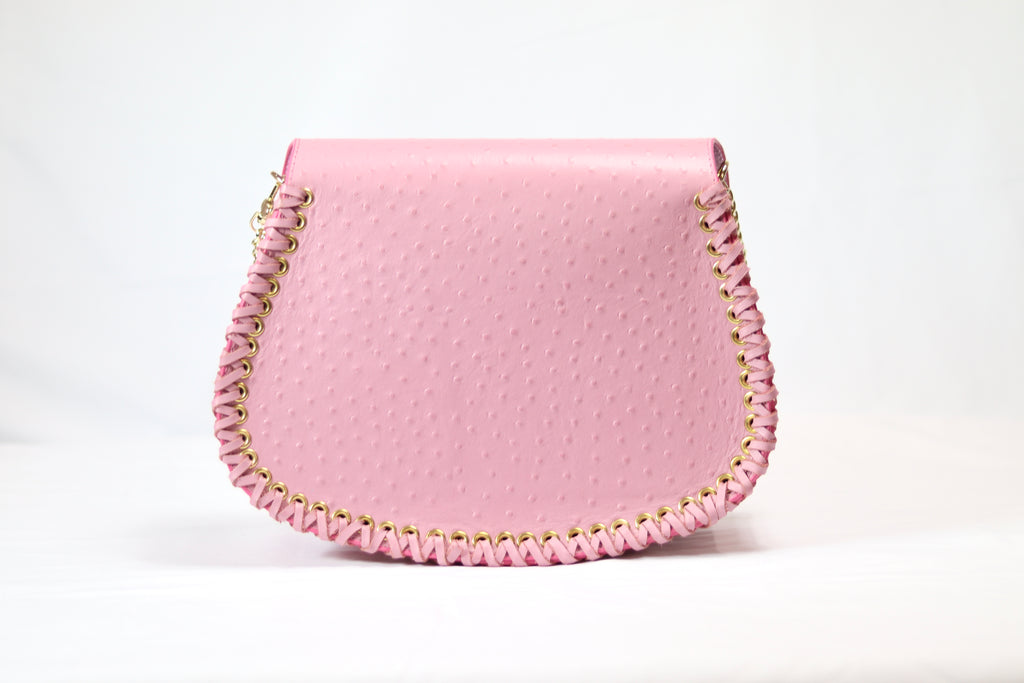 Pink Embossed Ostrich Uptown Bag