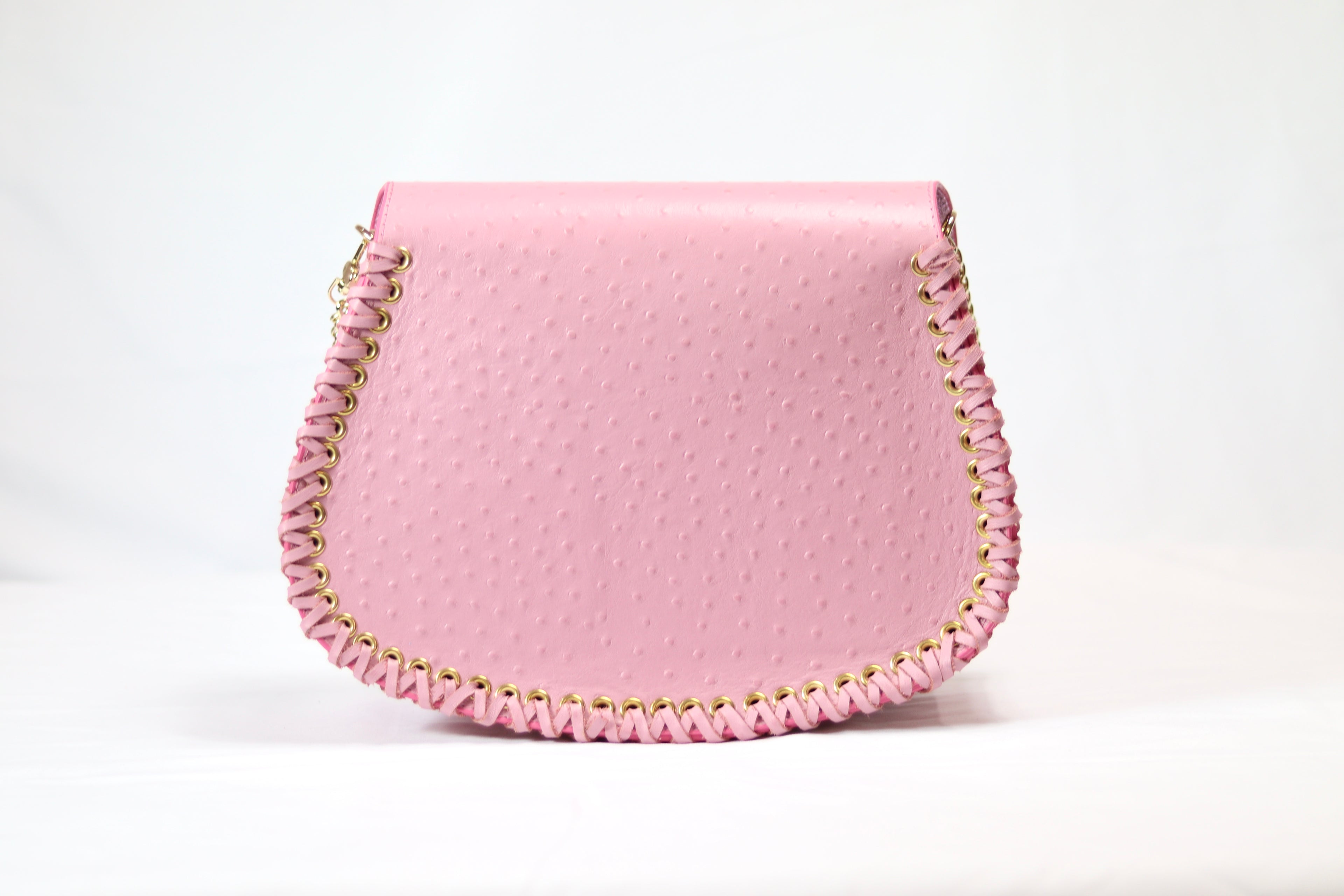 Pink Embossed Ostrich Uptown Bag