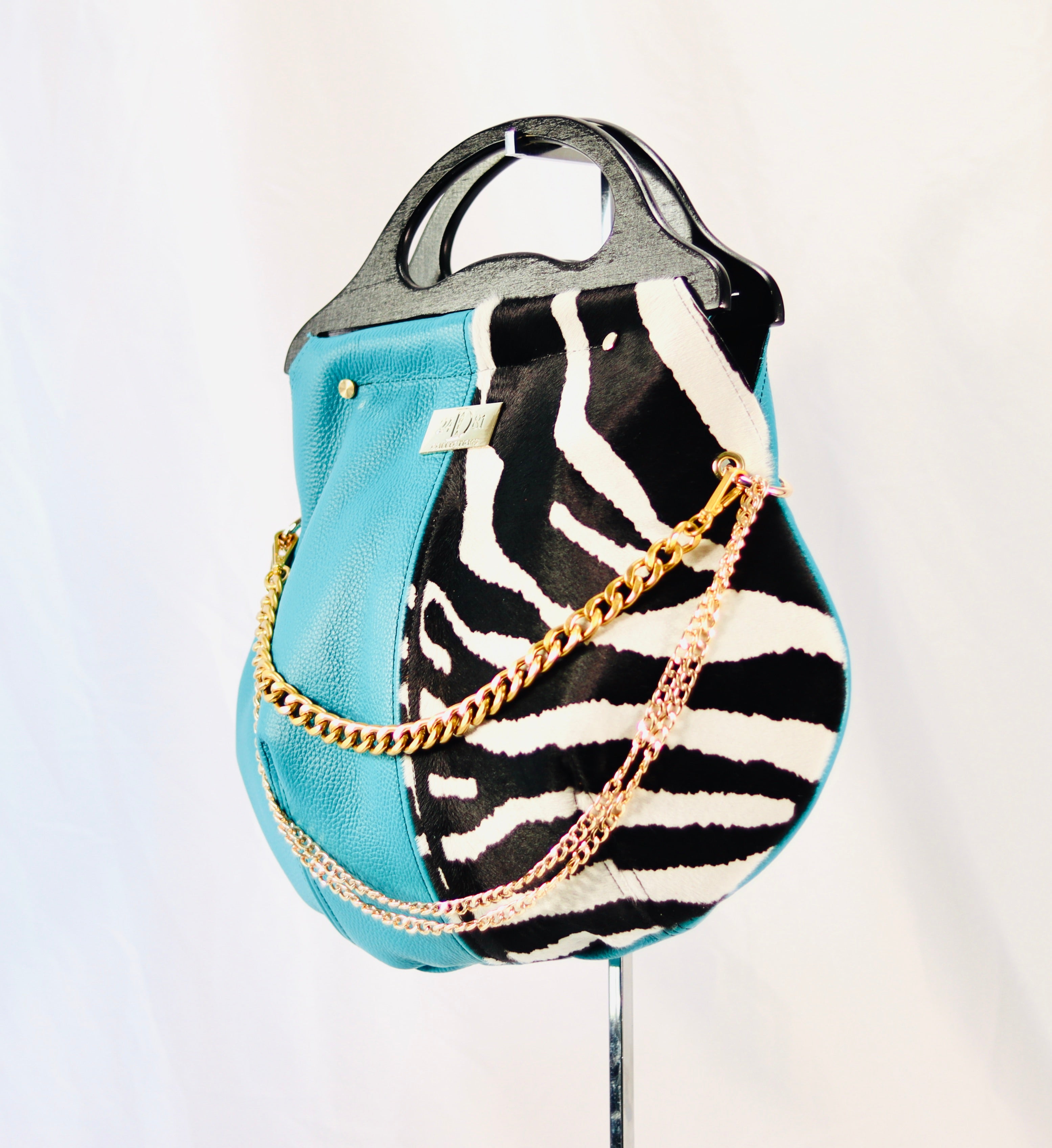 WILLIAMS HOBO BAG Turquoise/Zebra