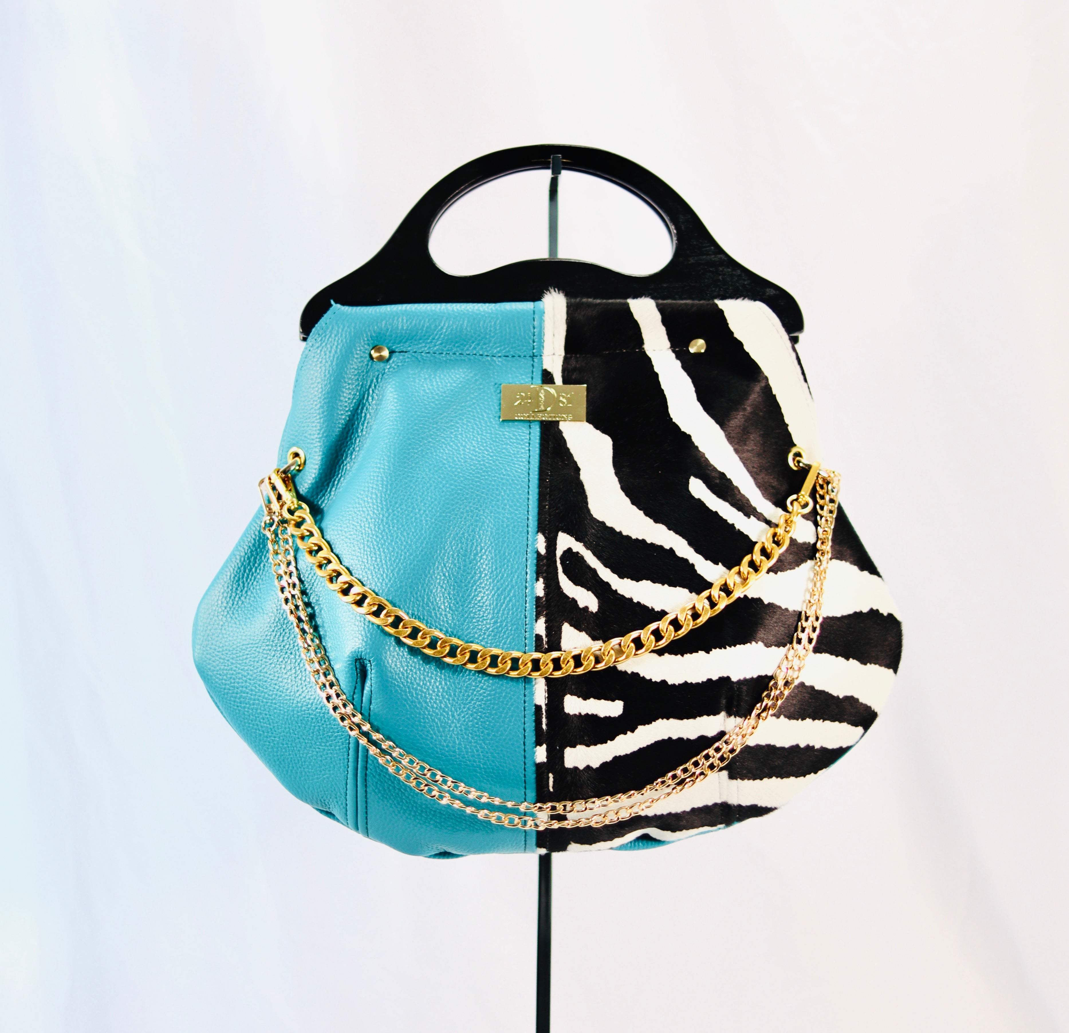 WILLIAMS HOBO BAG Turquoise/Zebra